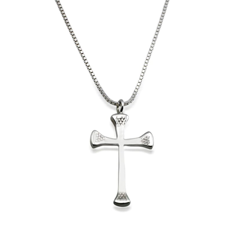 NAIL CROSS NECKLACE, STERLING SILVER