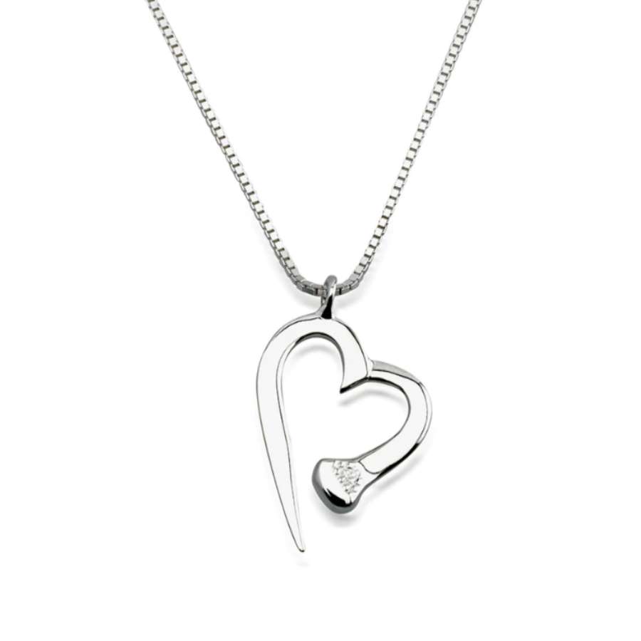 NAIL HEART NECKLACE, STERLING SILVER